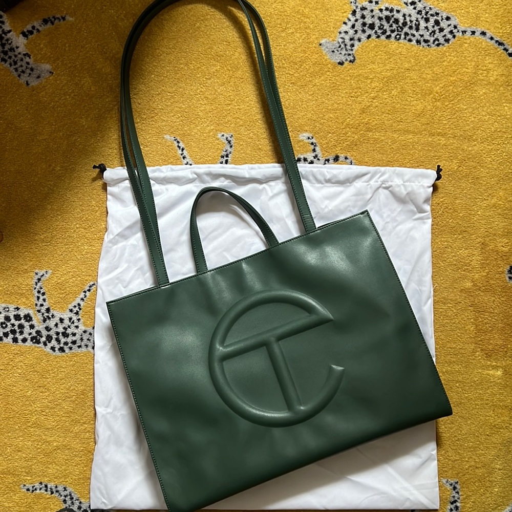 Like new authentic Telfar large tote olive green